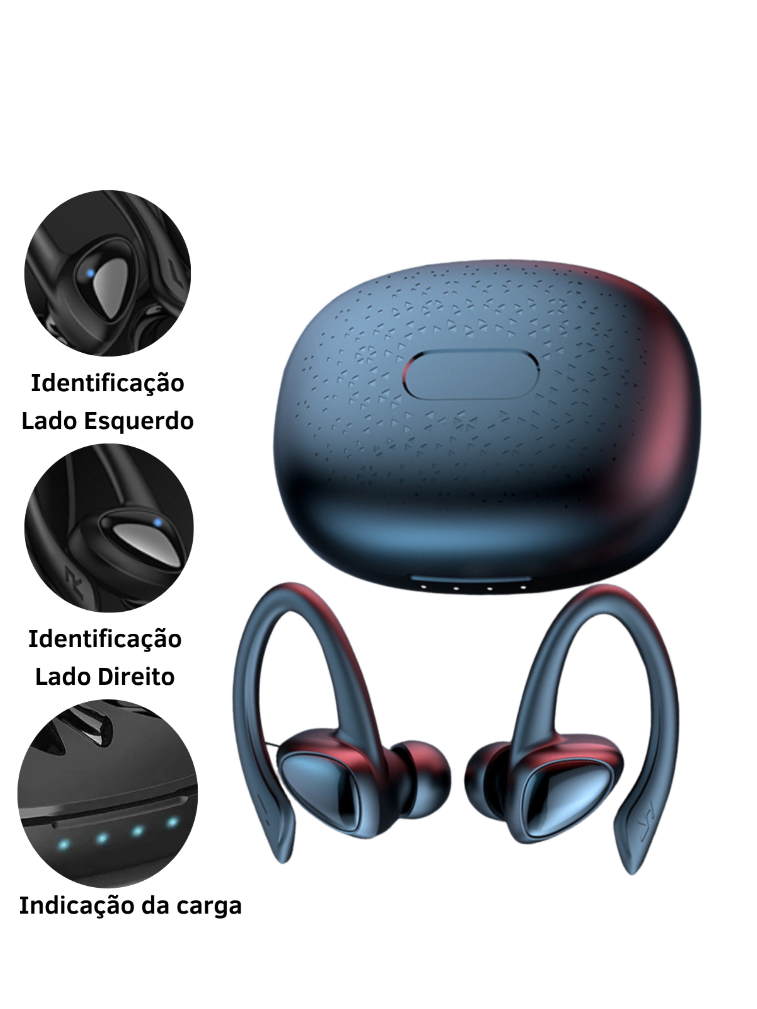 Fone de Ouvido com Gancho Ergonômico